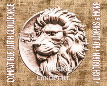 LION 3d illusion & laser-ready file 3DWave.us